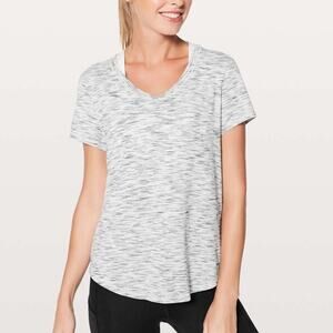 Lululemon Meant to Move Tiger Space Dye Tee Gray & White Marled T-Shirt Size 8